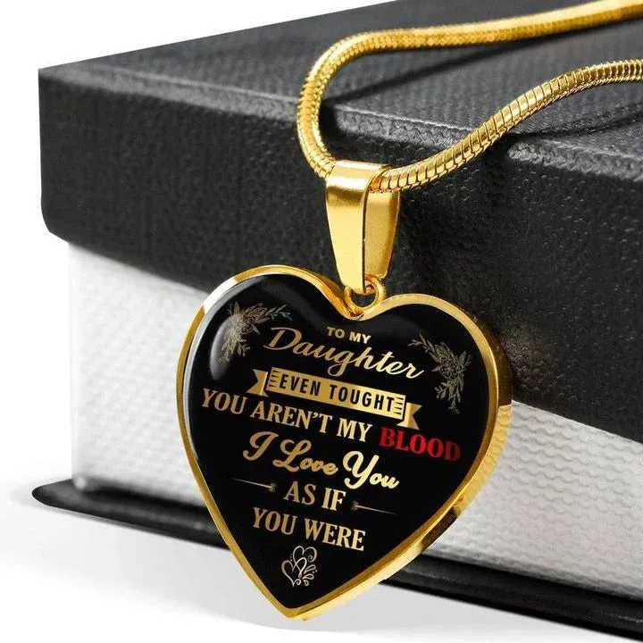 Gift For Daughter - Inspirational Letter Love Heart Shape Necklace
