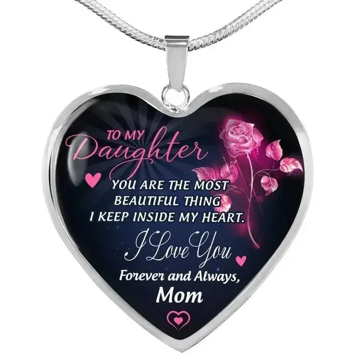 Gift For Daughter - Inspirational Letter Love Heart Shape Necklace
