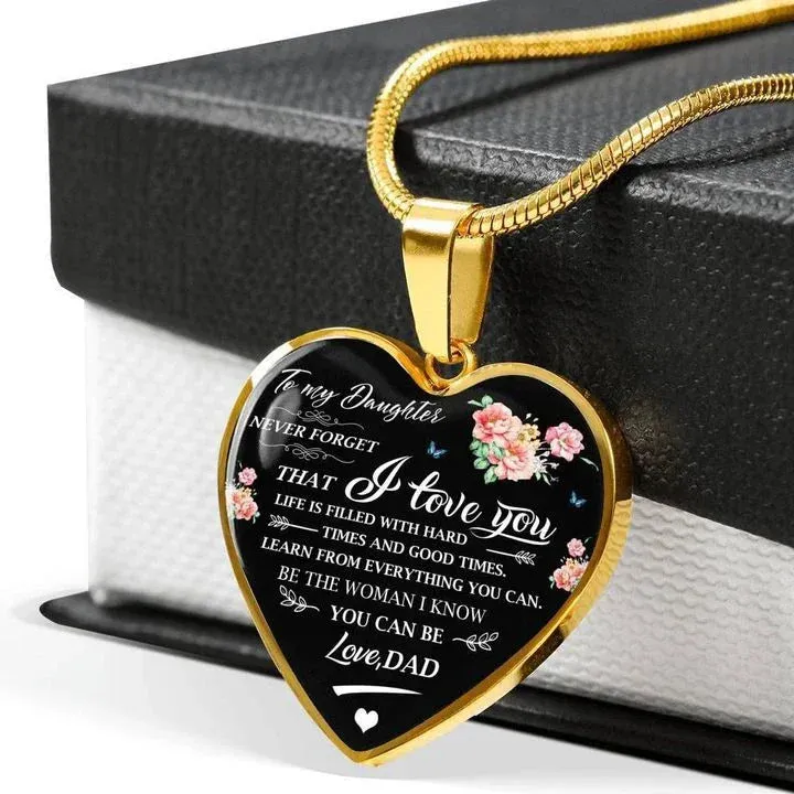 Gift For Daughter - Inspirational Letter Love Heart Shape Necklace