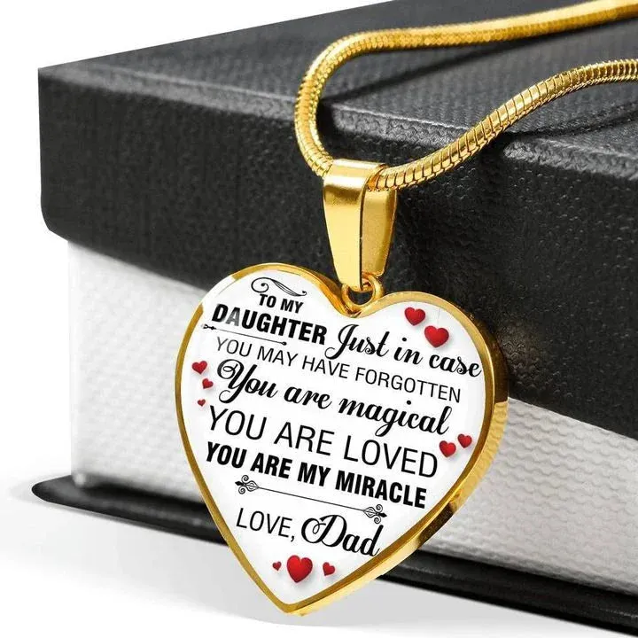 Gift For Daughter - Inspirational Letter Love Heart Shape Necklace