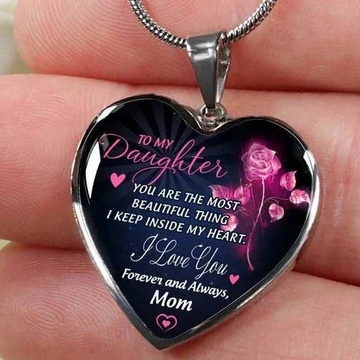 Gift For Daughter - Inspirational Letter Love Heart Shape Necklace