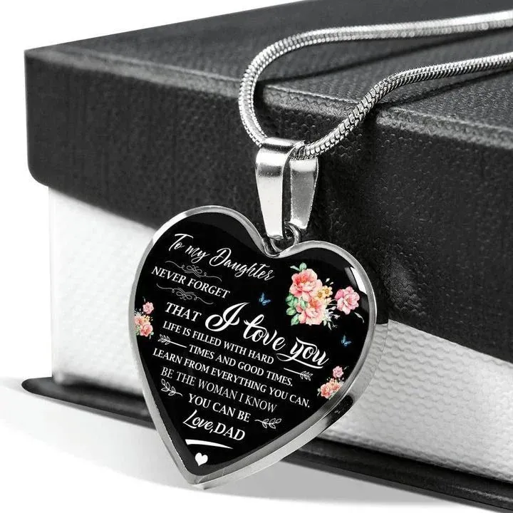 Gift For Daughter - Inspirational Letter Love Heart Shape Necklace