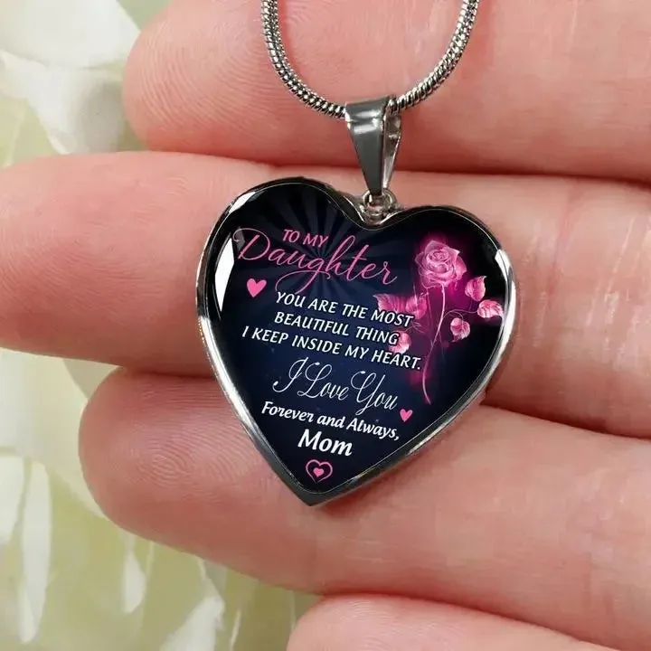 Gift For Daughter - Inspirational Letter Love Heart Shape Necklace