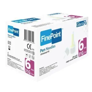 GlucoRx FinePoint Ins Pen Needles x 100 6mm 31G
