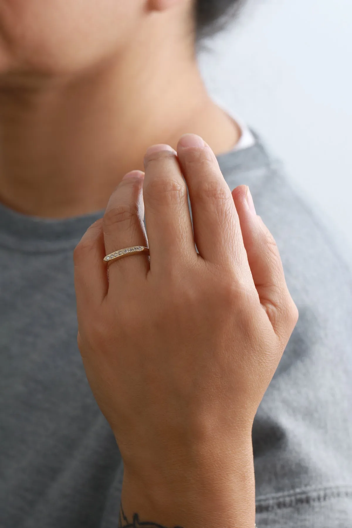 Gold and White Diamond Gracia Ring by Ladha
