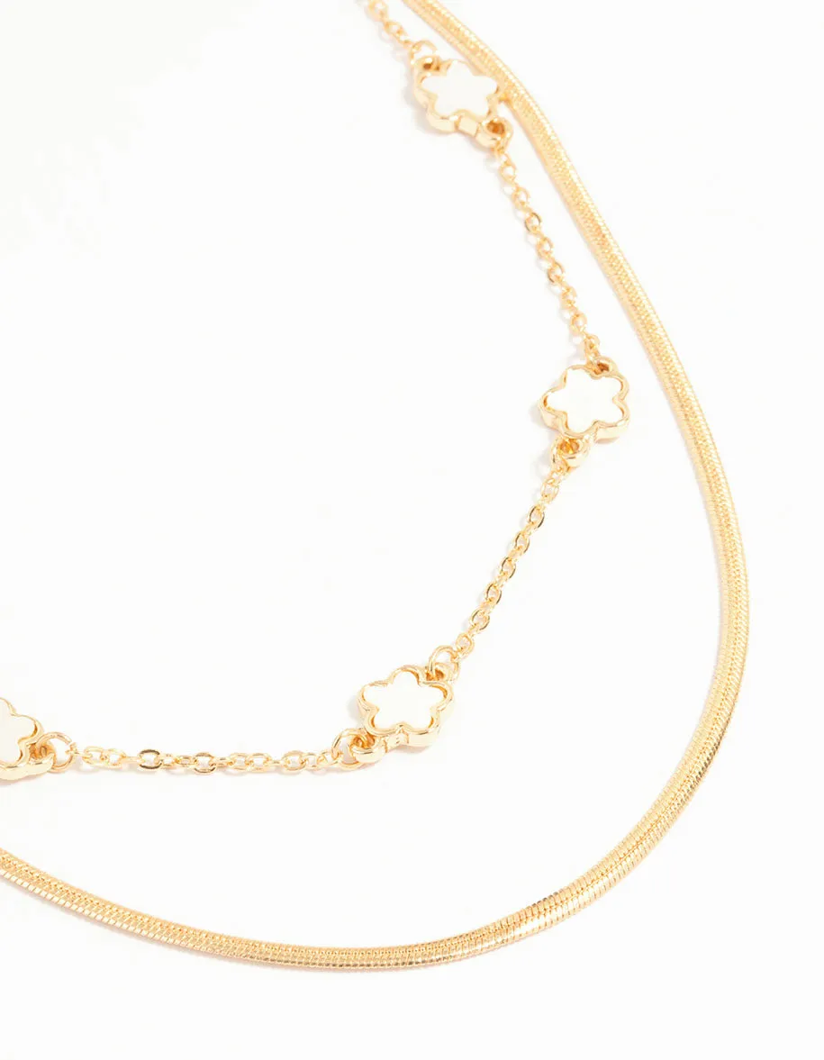Gold Flower Layered Necklace