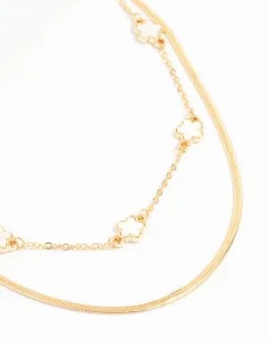 Gold Flower Layered Necklace