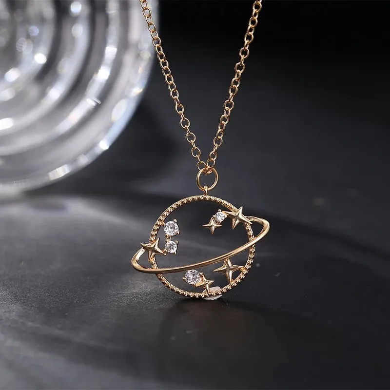 Gold Plated Star Studded Earth Pendant