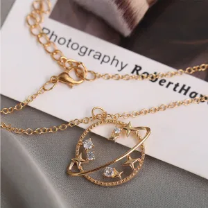 Gold Plated Star Studded Earth Pendant