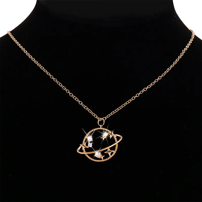 Gold Plated Star Studded Earth Pendant