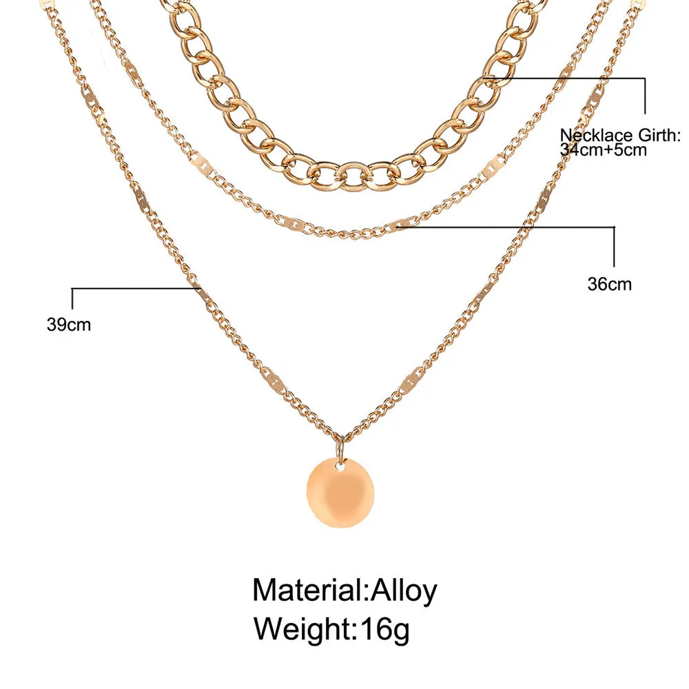 Gold Plated Triple Layered Funky Pendant