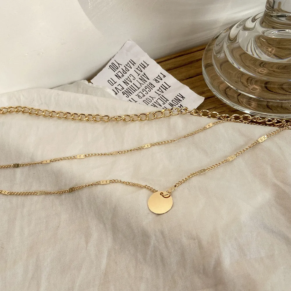 Gold Plated Triple Layered Funky Pendant