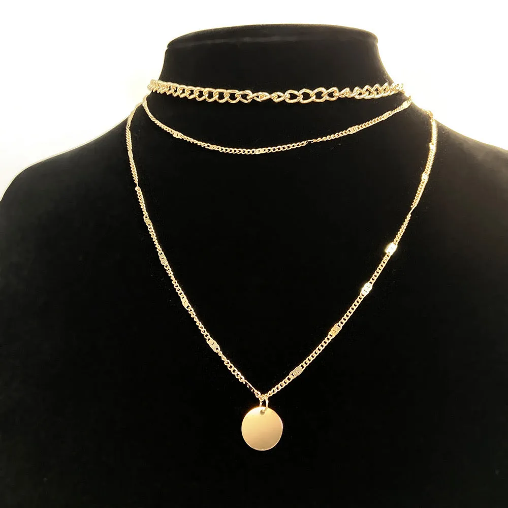 Gold Plated Triple Layered Funky Pendant