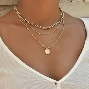 Gold Plated Triple Layered Funky Pendant