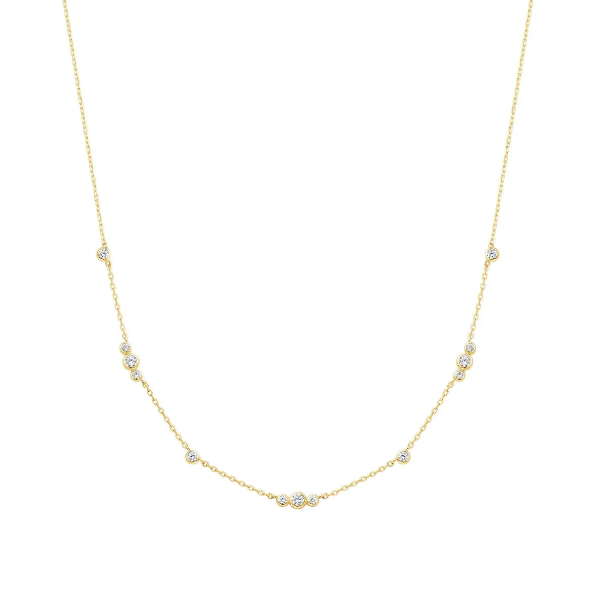 Gold Sparkling Bezel Cubic Zirconia Station Necklace