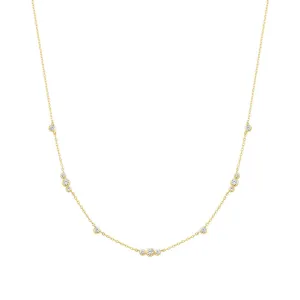 Gold Sparkling Bezel Cubic Zirconia Station Necklace
