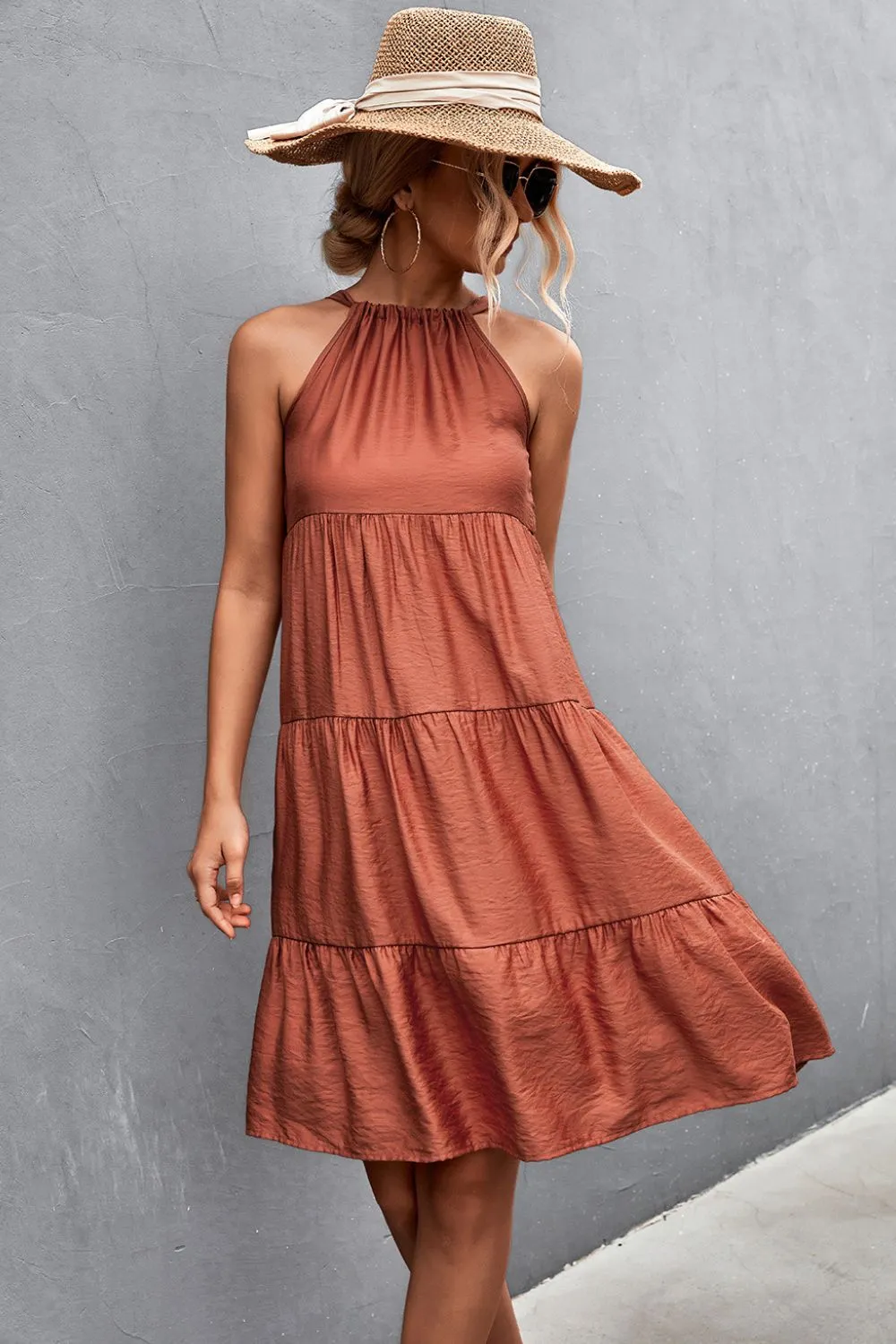 Grecian Tiered Sleeveless Dress- Online Exclusive