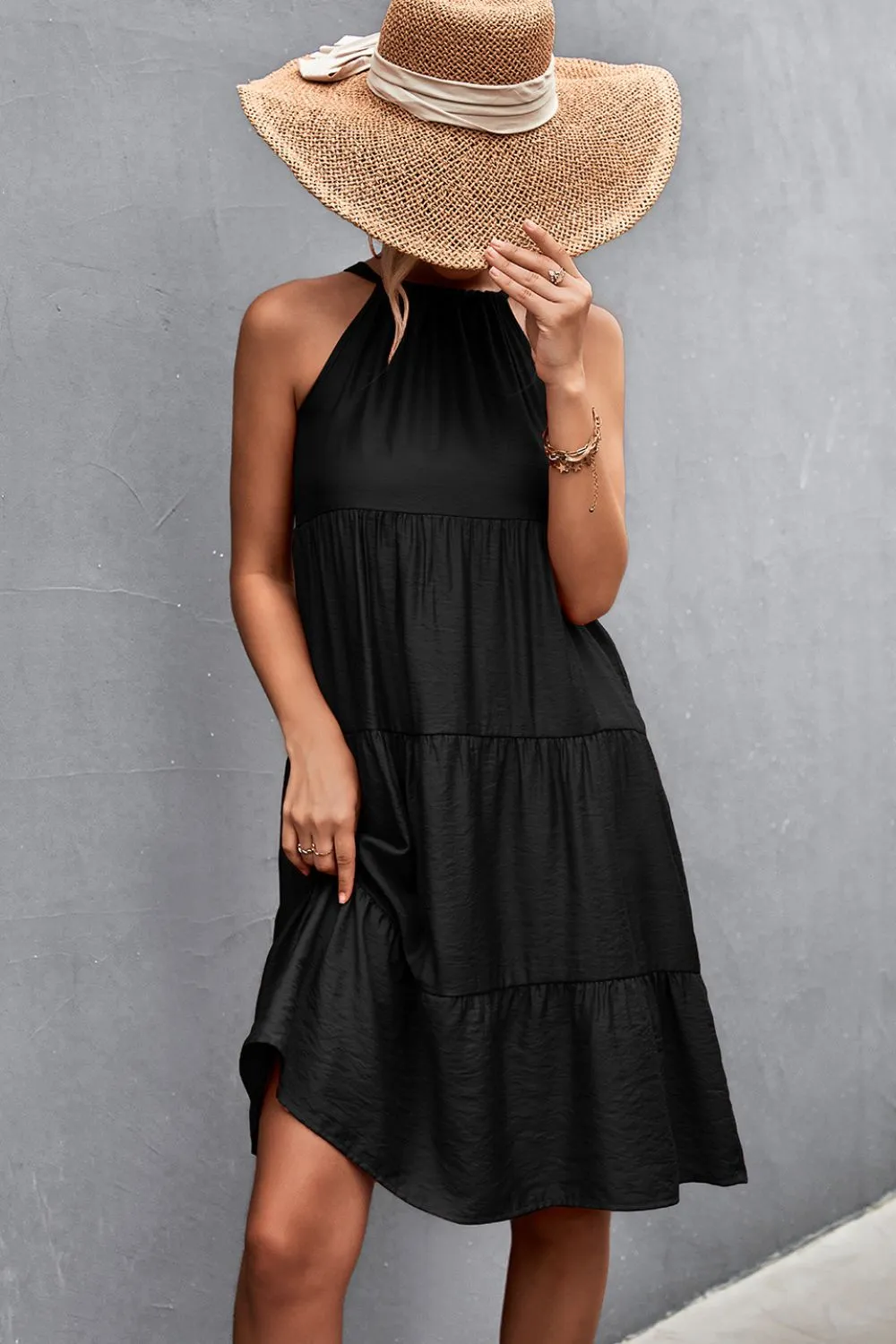 Grecian Tiered Sleeveless Dress- Online Exclusive