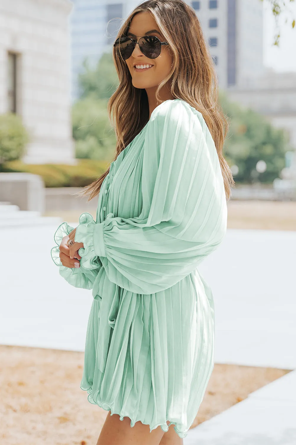 Green Pleated Romper