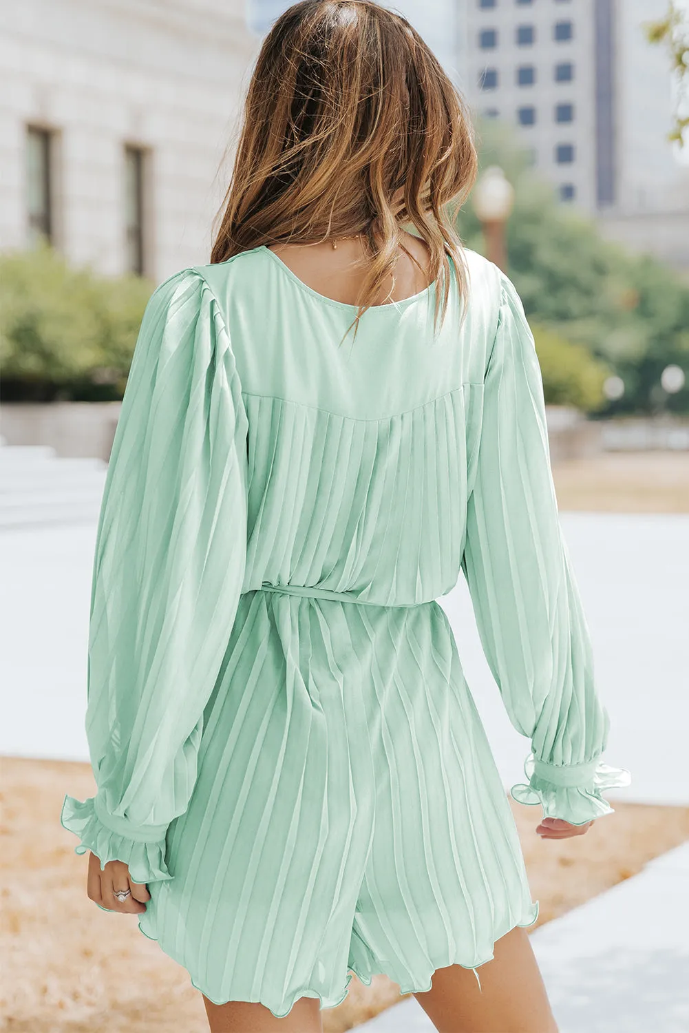 Green Pleated Romper