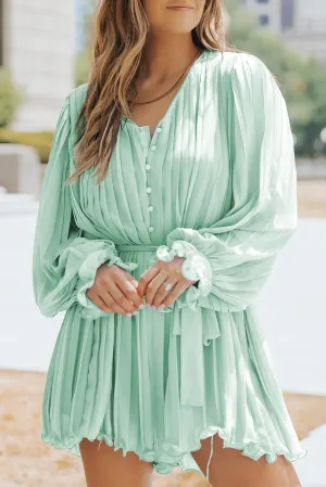 Green Pleated Romper