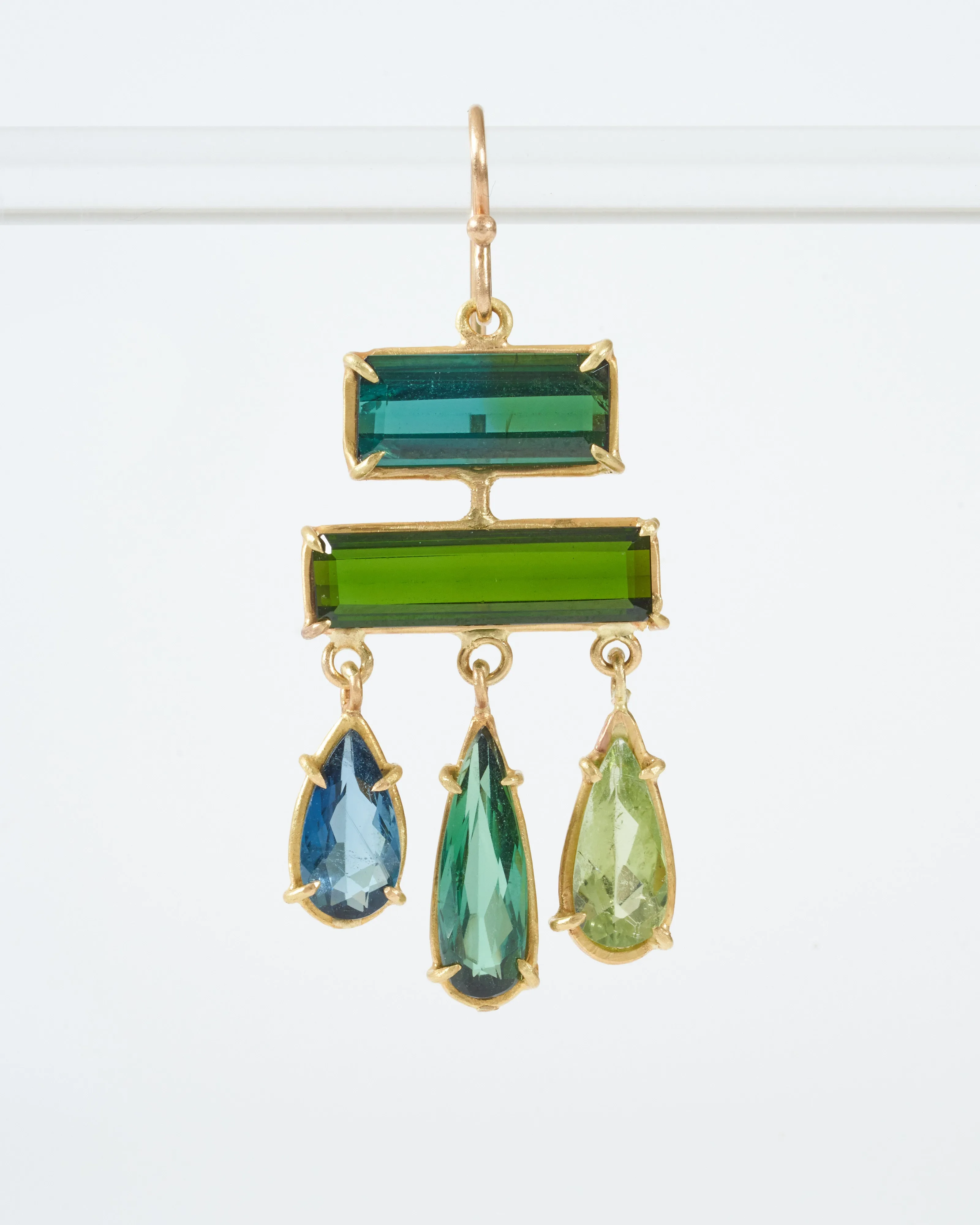 green tourmaline layered drop earring