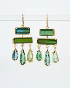 green tourmaline layered drop earring