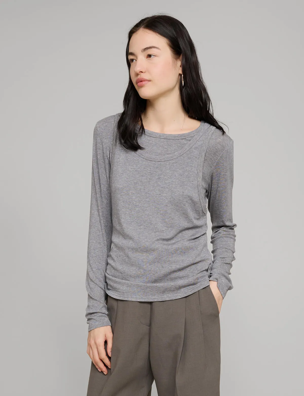 Grey Double Layered Tank Top