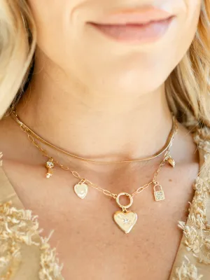 Heart Multi Charm Layered Necklace