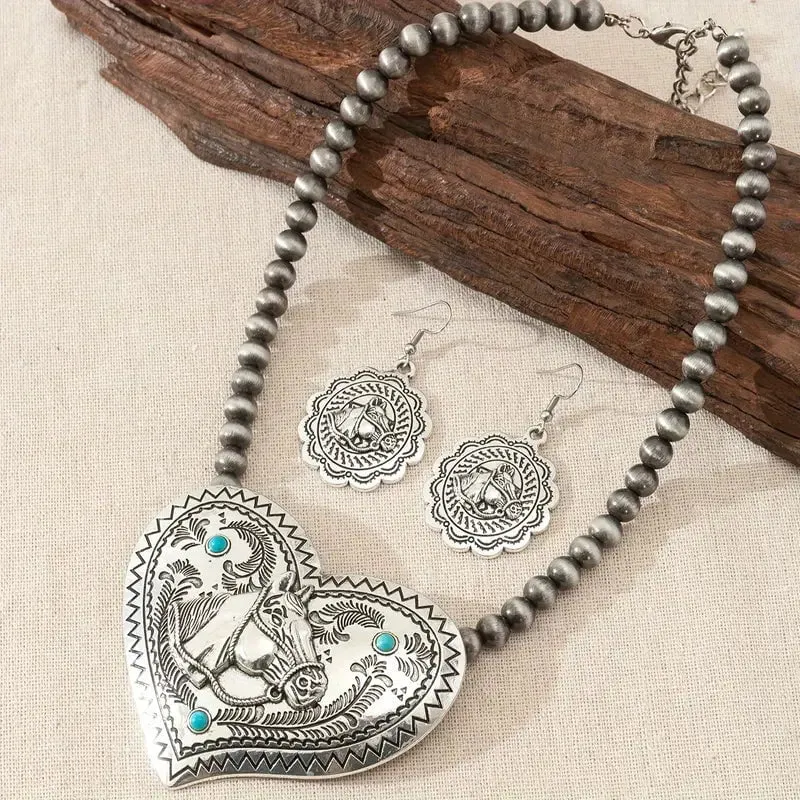 Heart Shaped Horse Necklace