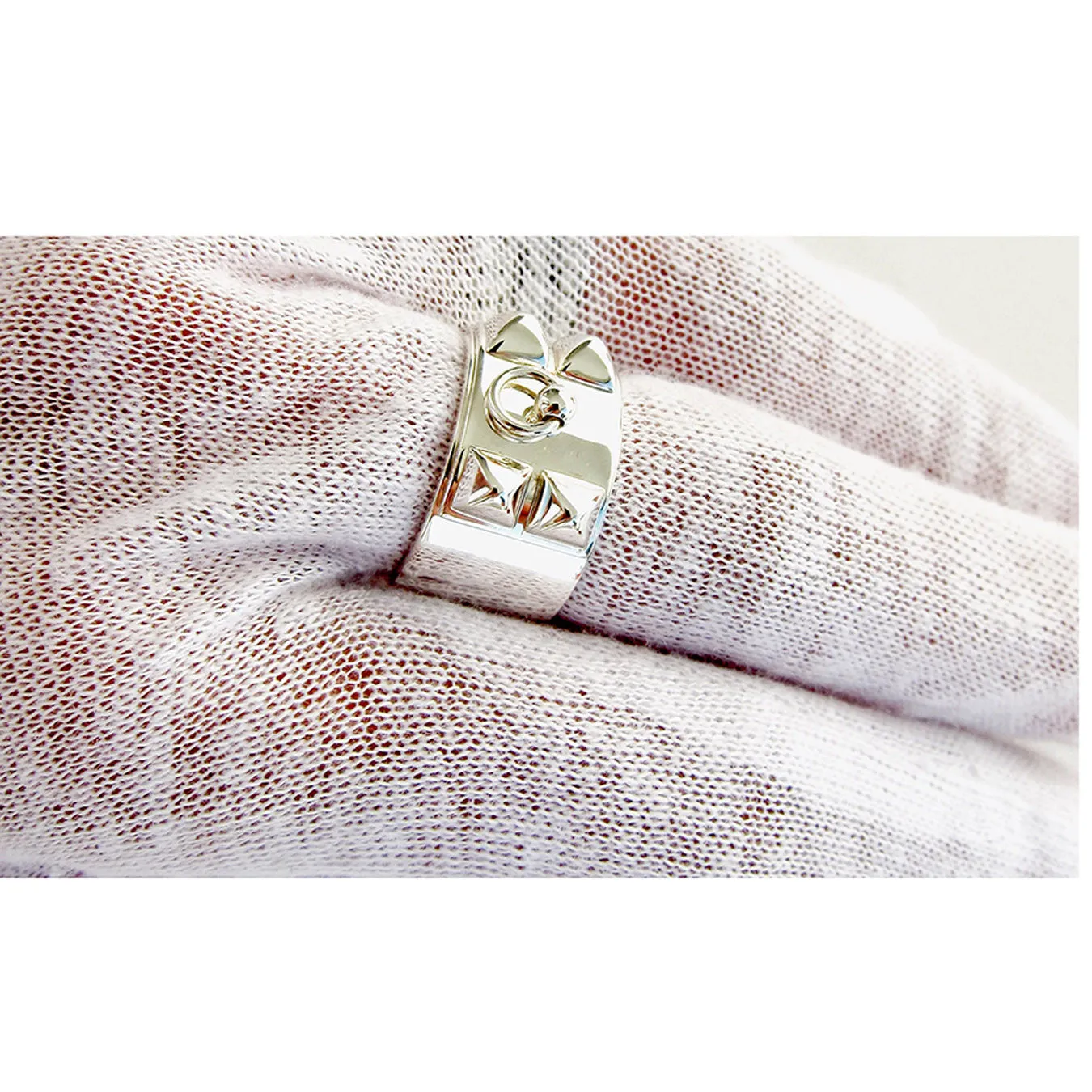 Hermes Solid Silver Collier de Chien CDC Ring 54 or 6.5