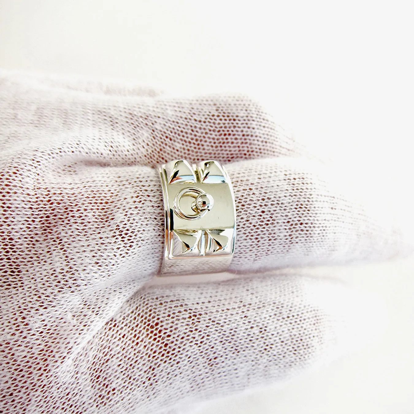 Hermes Solid Silver Collier de Chien CDC Ring 54 or 6.5