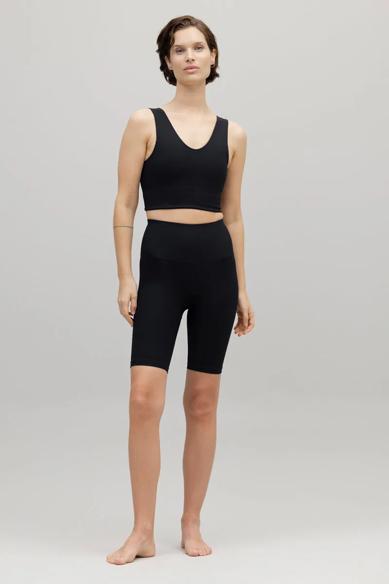 High-Waist Biker Ripped Black