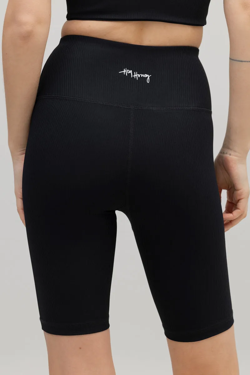 High-Waist Biker Ripped Black