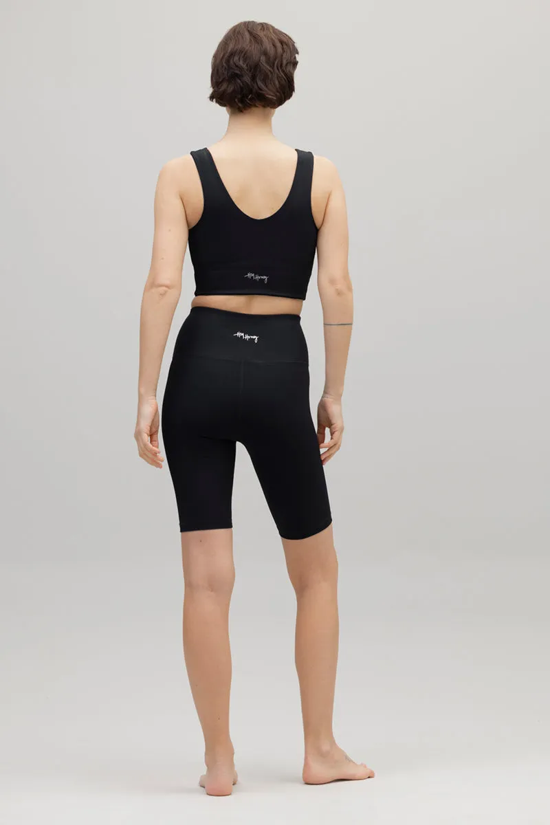 High-Waist Biker Ripped Black