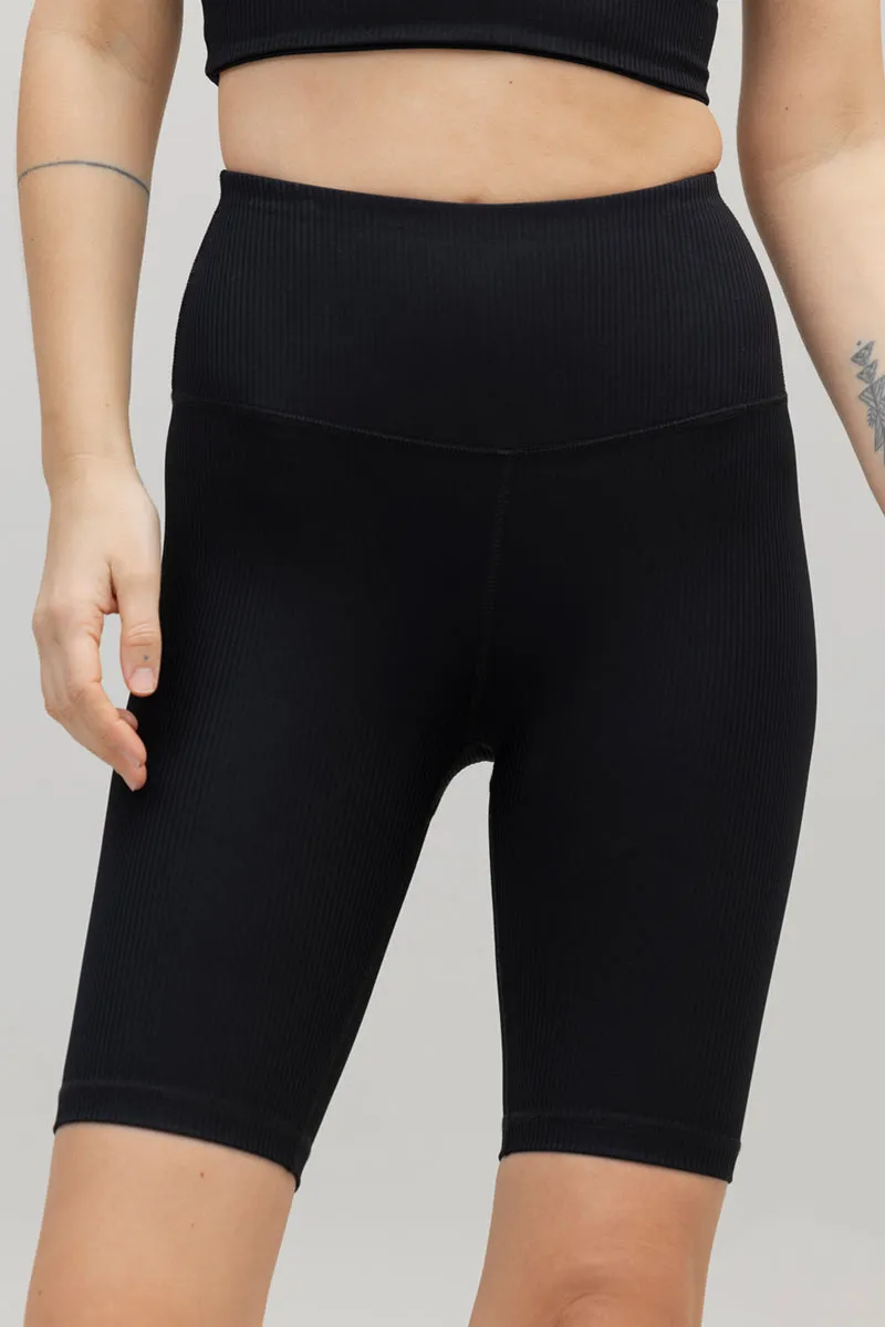 High-Waist Biker Ripped Black