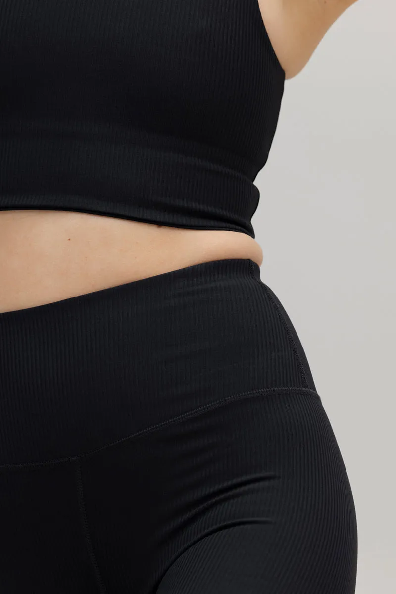 High-Waist Biker Ripped Black