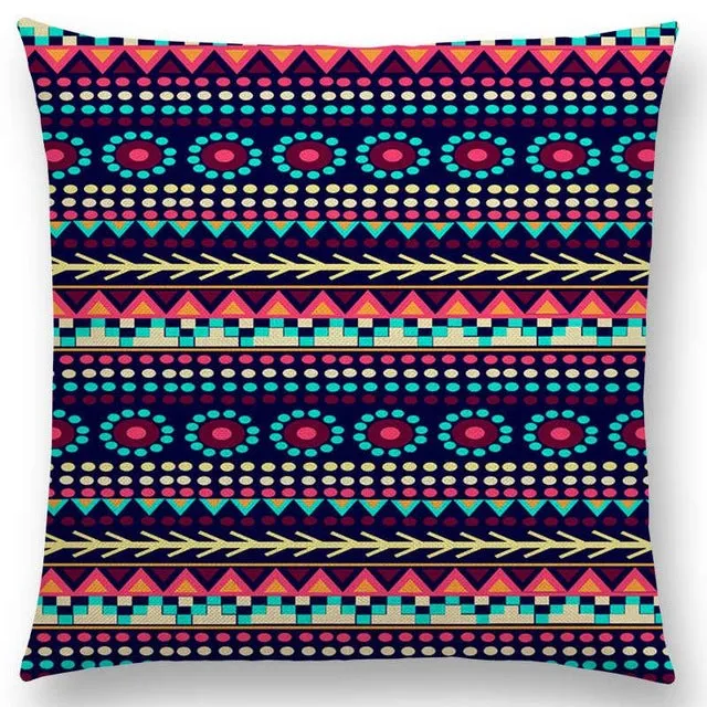 Hippie Boho Acqua Navajo Aiyana Decorative Pattern Ethnic Tribal Prints Tipi Geometric Stripe Lovely Cushion Cover Pillow Case