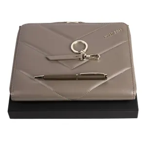 HUGO BOSS HPBKM311H-Set HUGO BOSS Taupe (ballpoint pen, conference folder A5 & key ring)