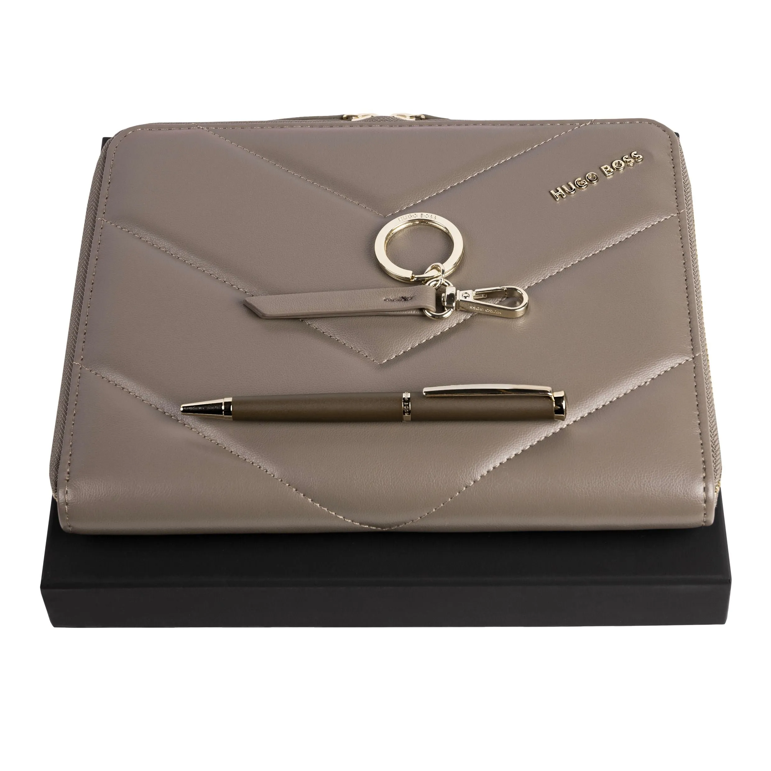 HUGO BOSS HPBKM311H-Set HUGO BOSS Taupe (ballpoint pen, conference folder A5 & key ring)