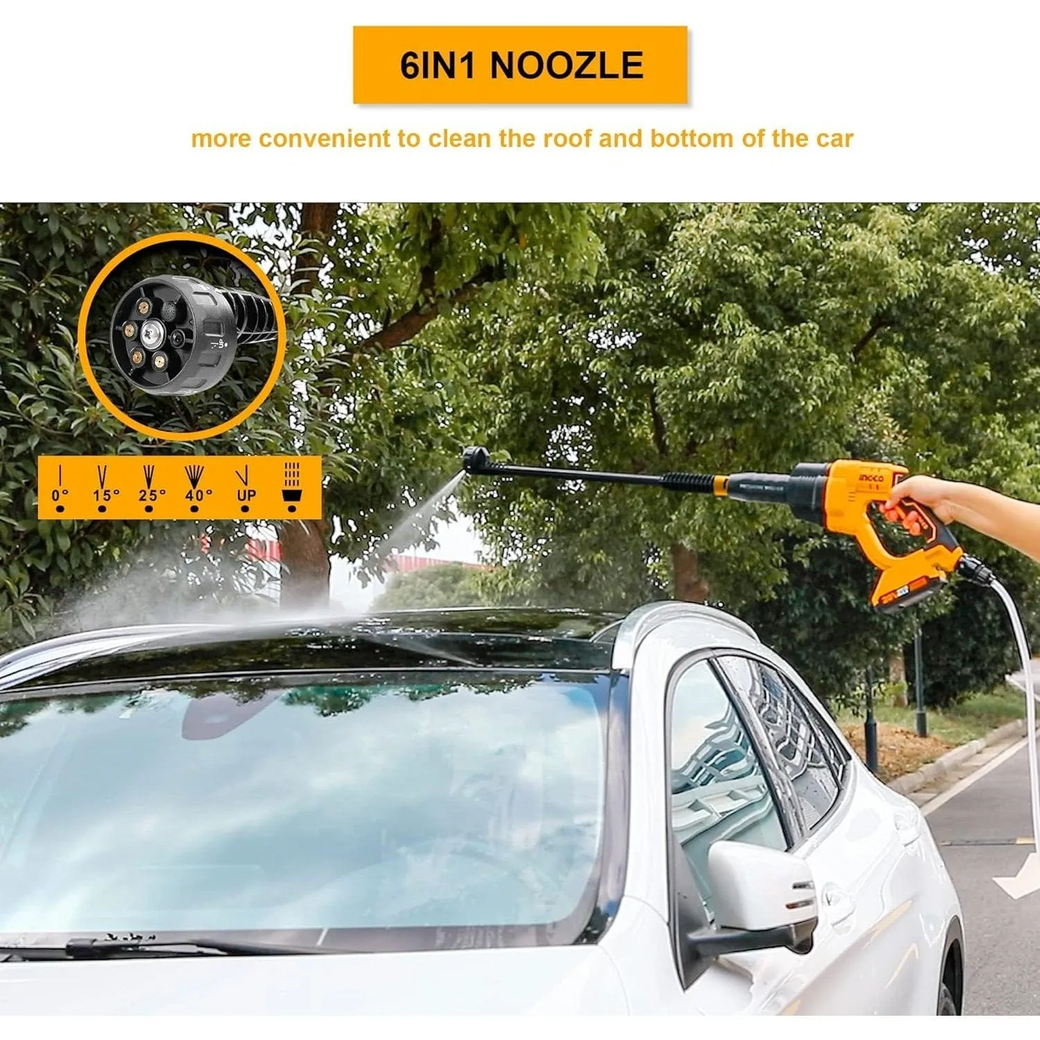 Ingco 20V Li-ion Cordless High Pressure Washer with 24.8 Bar Pressure - CPWLI2008