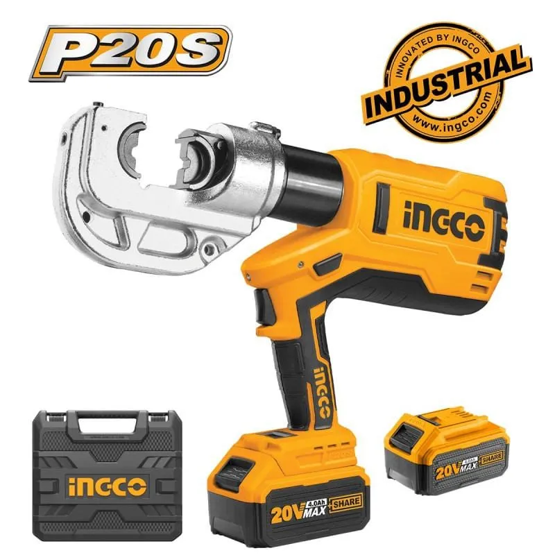 Ingco Cordless Lithium-Ion Hydraulic Crimping Tool with 20V Batteries – CTLI2002