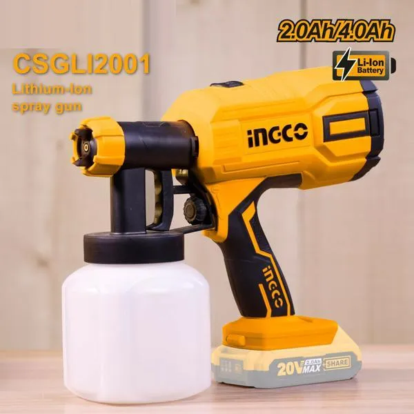 Ingco Lithium-Ion Cordless Spray Gun 20V 2.0Ah - CSGLI2003