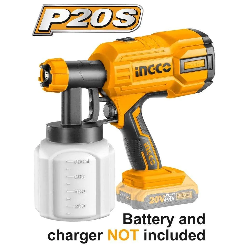 Ingco Lithium-Ion Cordless Spray Gun 20V 2.0Ah - CSGLI2003