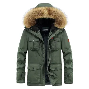 INSTOCK- Cross-border velvet thickened mid-length hooded cotton