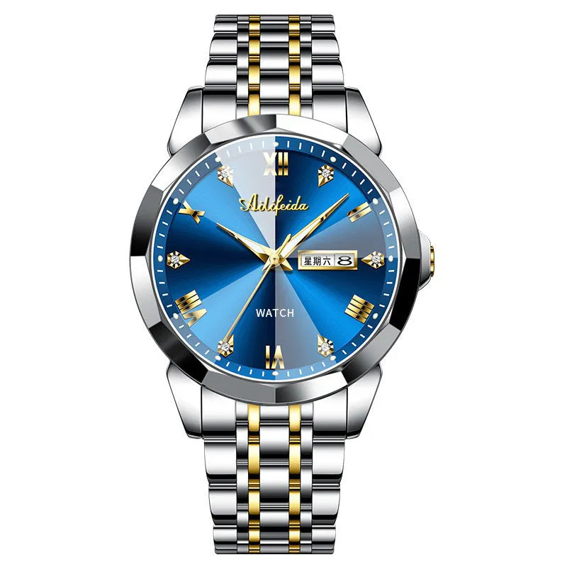 INSTOCK-Men's Diamond Mirror Waterproof Luminous Watch