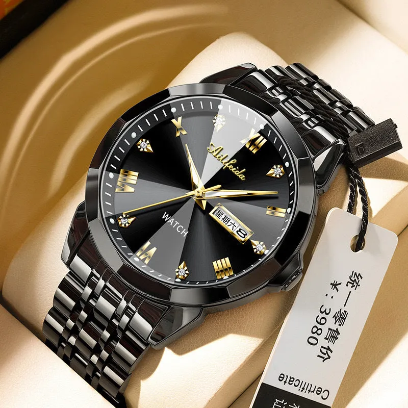 INSTOCK-Men's Diamond Mirror Waterproof Luminous Watch