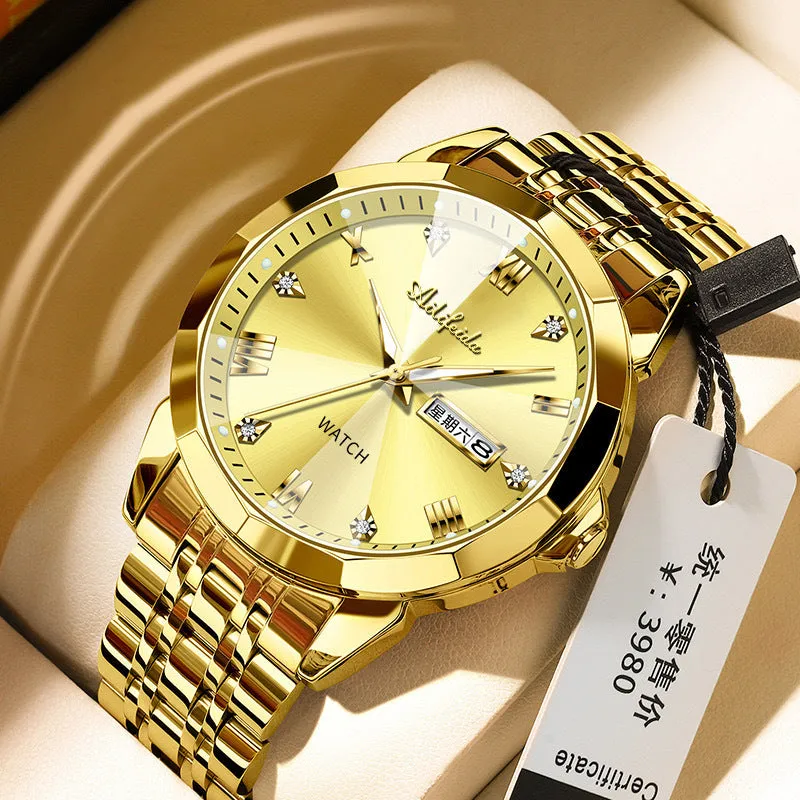INSTOCK-Men's Diamond Mirror Waterproof Luminous Watch
