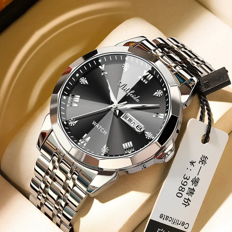 INSTOCK-Men's Diamond Mirror Waterproof Luminous Watch