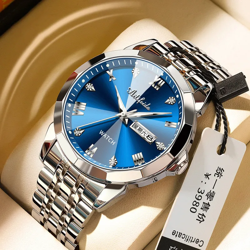 INSTOCK-Men's Diamond Mirror Waterproof Luminous Watch